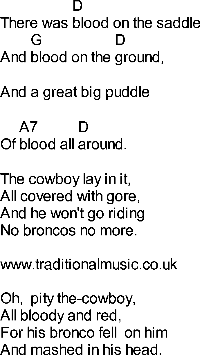 Bluegrass songs with chords - Blood On The Saddle